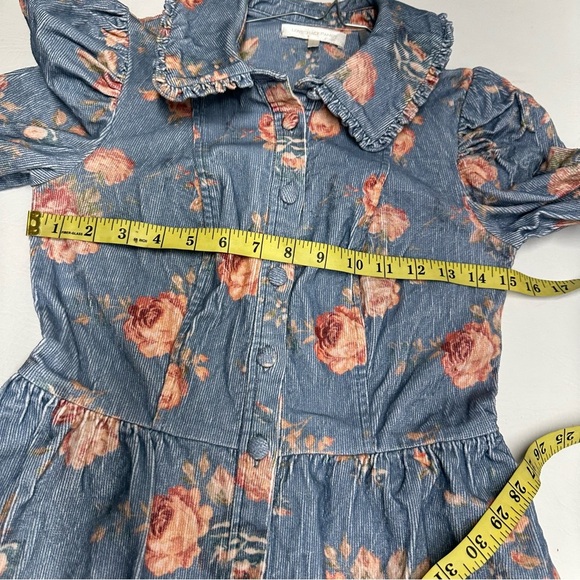 LoveShack Fancy Breyer corduroy Floral Denim Dress size 0 - Picture 7 of 12